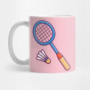 Racket And Shuttlecock Cartoon Mug